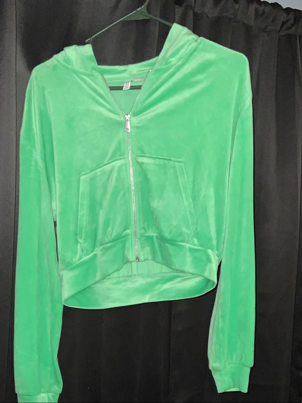 Divided Bright Green Velour Zip Hoodie